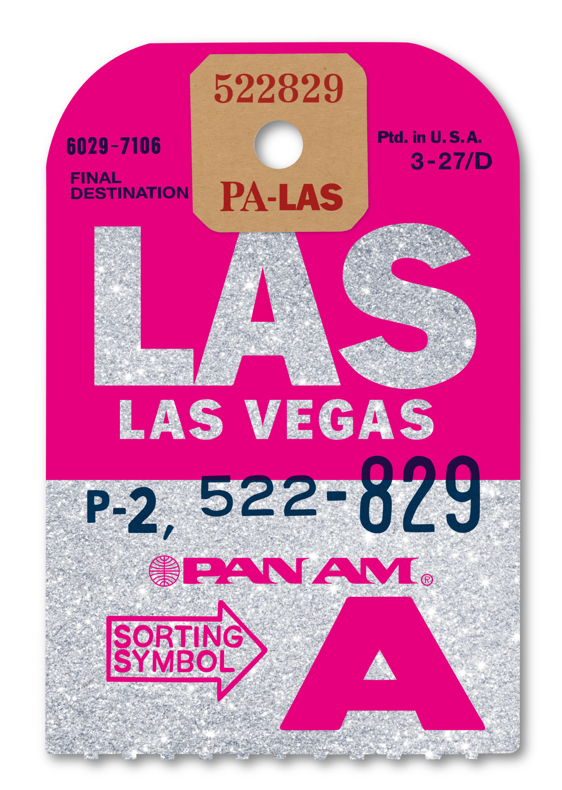 PAN AM GLITTER 'LAS' LUGGAGE TAG